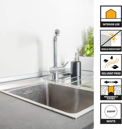 Everbuild Bath And Kitchen Acrylic Sealant | Anti Mould Formulation | White | 3 x 200ml Bundle
