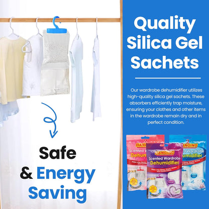 Scented Hanging Wardrobe Dehumidifier Bags Moisture Traps x 3