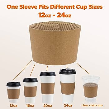 12oz Kraft Paper Cup Sleeves x 1000