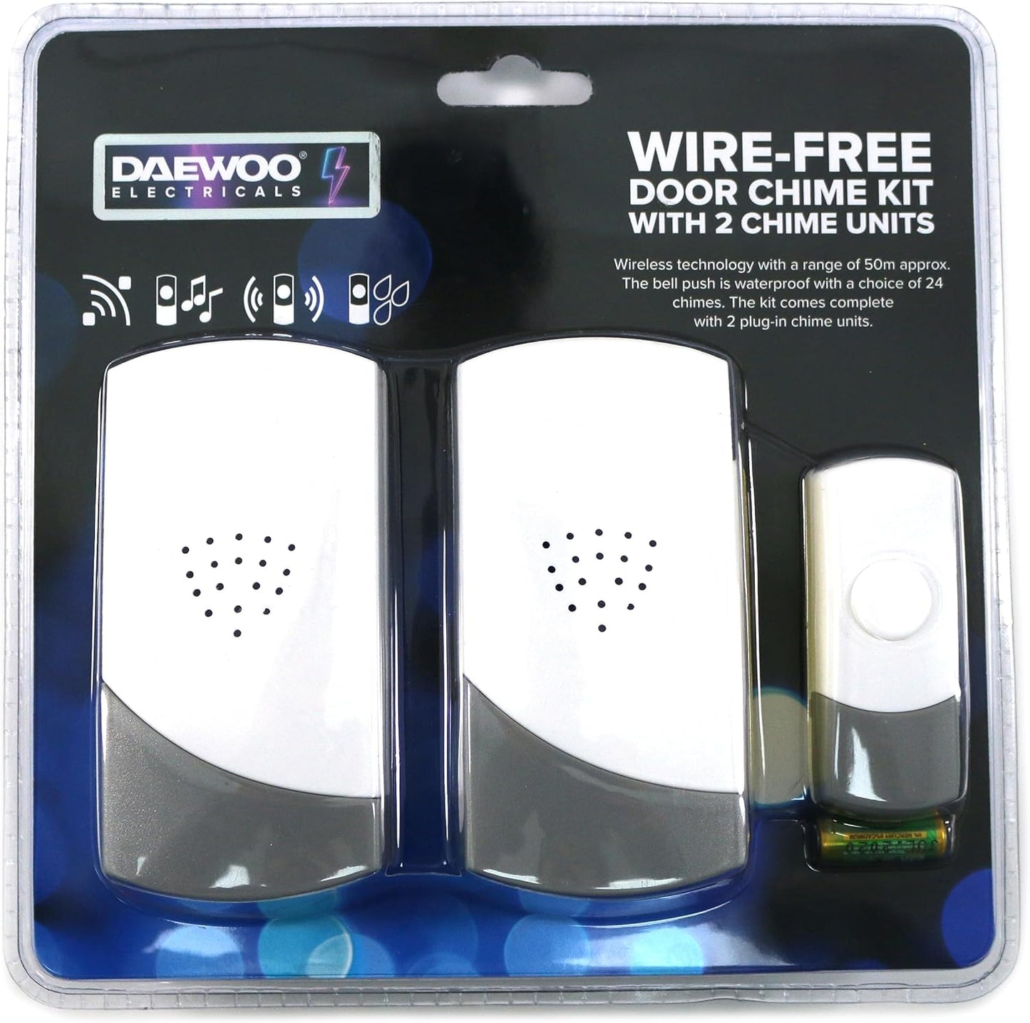 Daewoo Cordless Doorbell Chime Plug-In, White