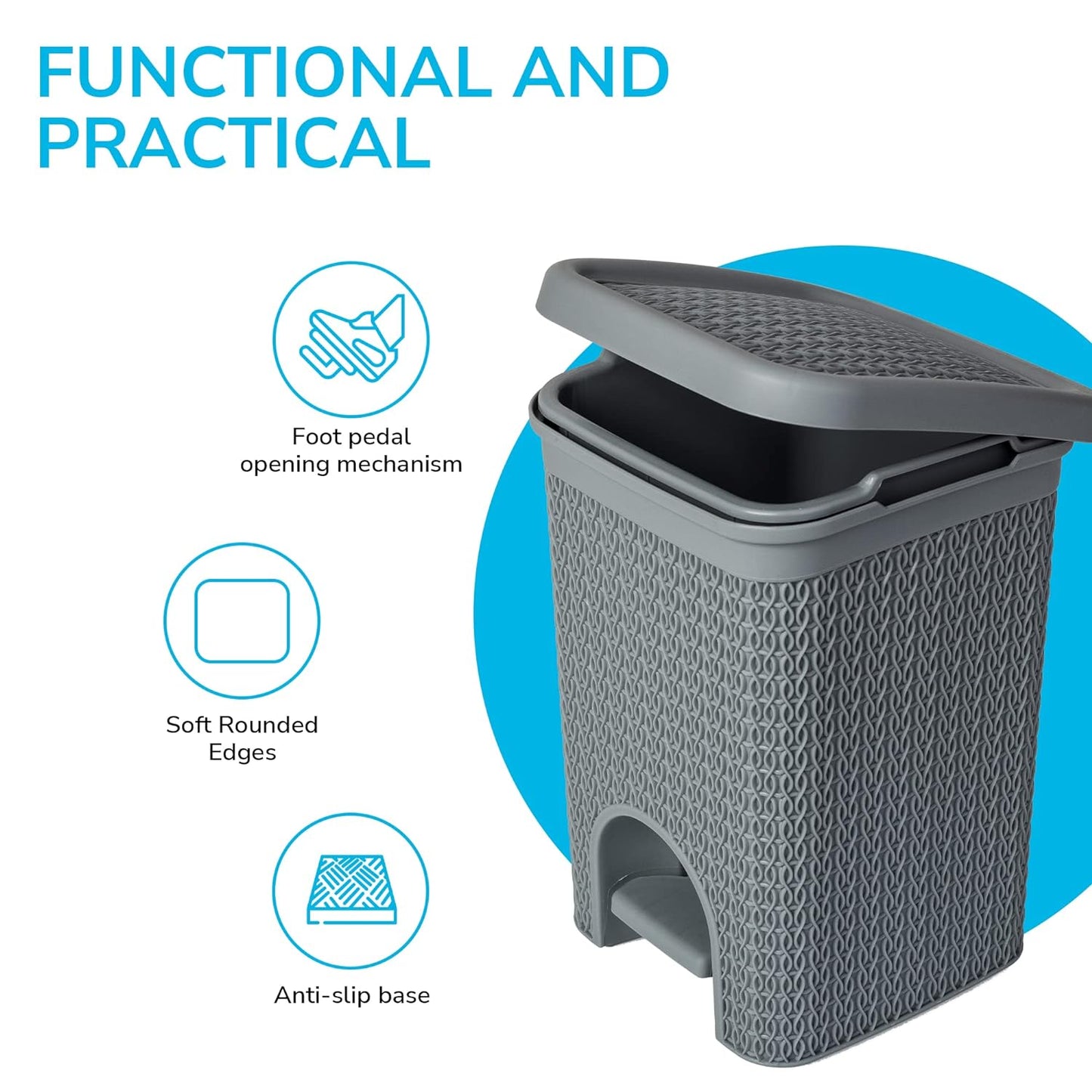 Fixtures Lace Design 5L Pedal Bin Grey