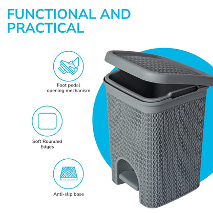 Fixtures Lace Design 5L Pedal Bin Grey