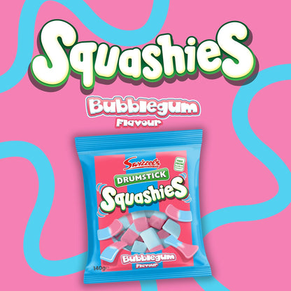 Swizzels Drumstick Squashies Bubblegum 140g| 6 Packet Bundle