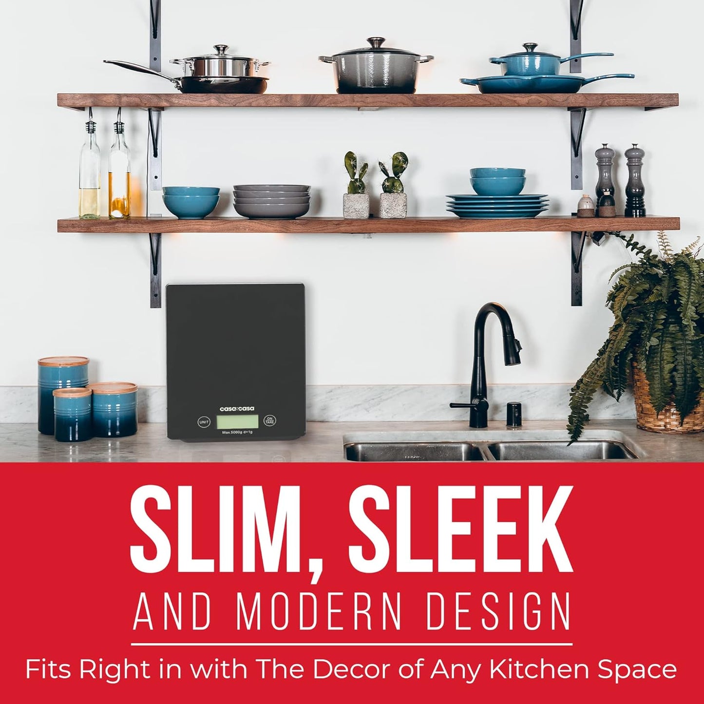 Casa & Casa Digital Kitchen Scales | Precise Graduation to 1g | Black.