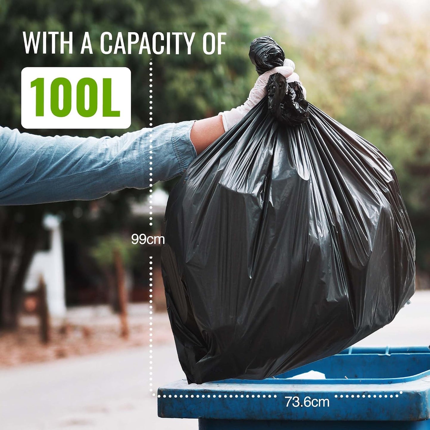 Ecobag Extra Strong Heavy Duty Refuse Sacks | 100L Capacity | 10 Pack Roll