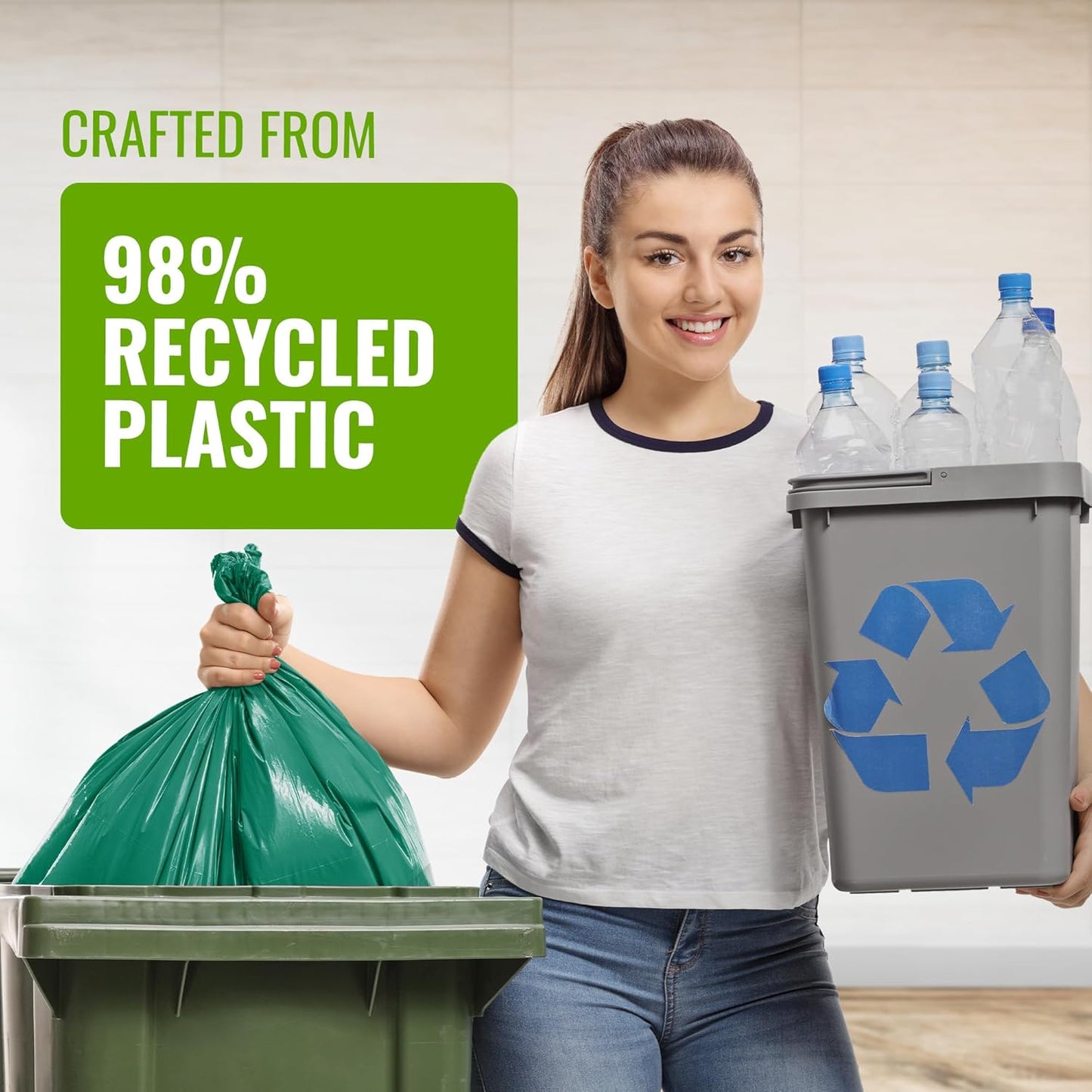 Ecobag 10 - Pack Extra Strong Heavy Duty Garden Sacks, 100L Recyclable Refuse Bags