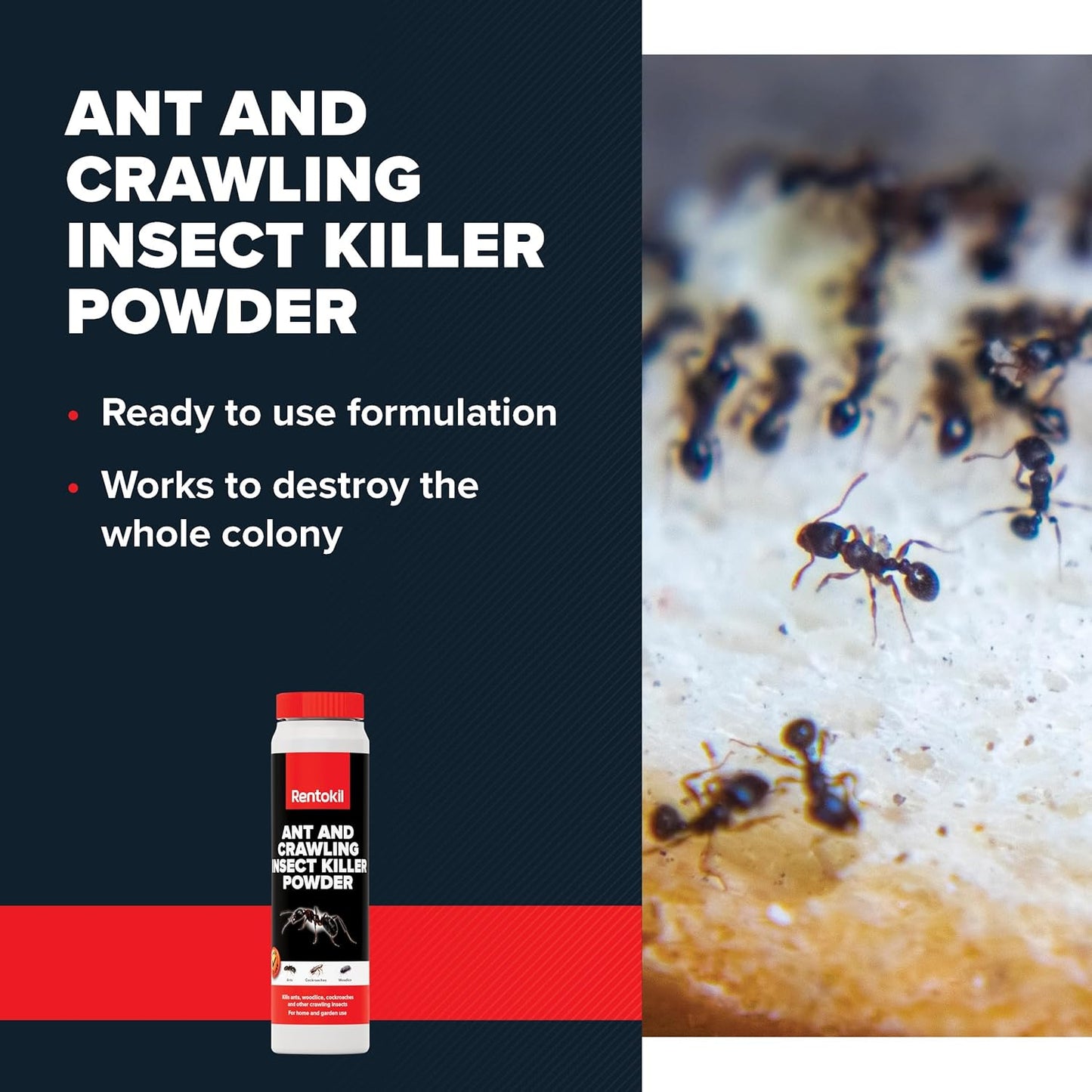 RENTOKIL Ant & Crawling Insect Killer Powder | Fast Acting Ready to Use Ant Killer Powder | 1 x 150g