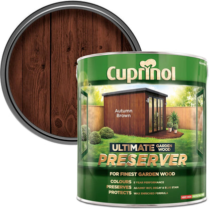 Cuprinol Ultimate Garden Wood Preserver | Wax Enriched Formula | Autumn Brown 4L