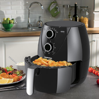 Daewoo 4L Manual Air Fryer | Family Size | Black | 4 Litre Capacity