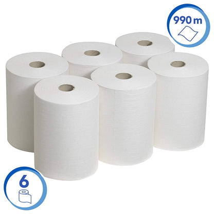 Scott 1-Ply Slimroll Hand Towel Roll White , Pack of 6, {6657}