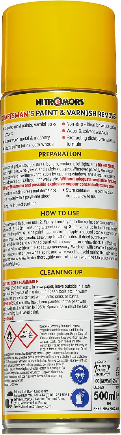 Nitromors Craftsman Aerosol Paint Stripper | 1 x 500ml Spray