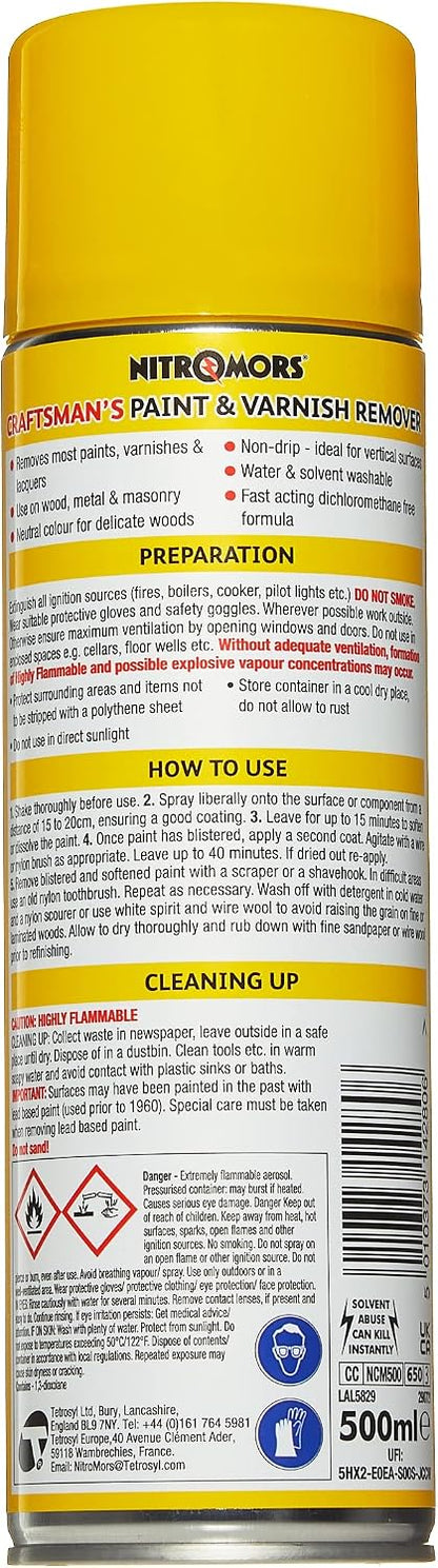 Nitromors Craftsman Aerosol Paint Stripper | 1 x 500ml Spray