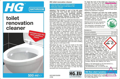 HG Toilet Renovation Cleaning Kit | Cleans, Descales & Renovates Toilet Bowl | 500ml