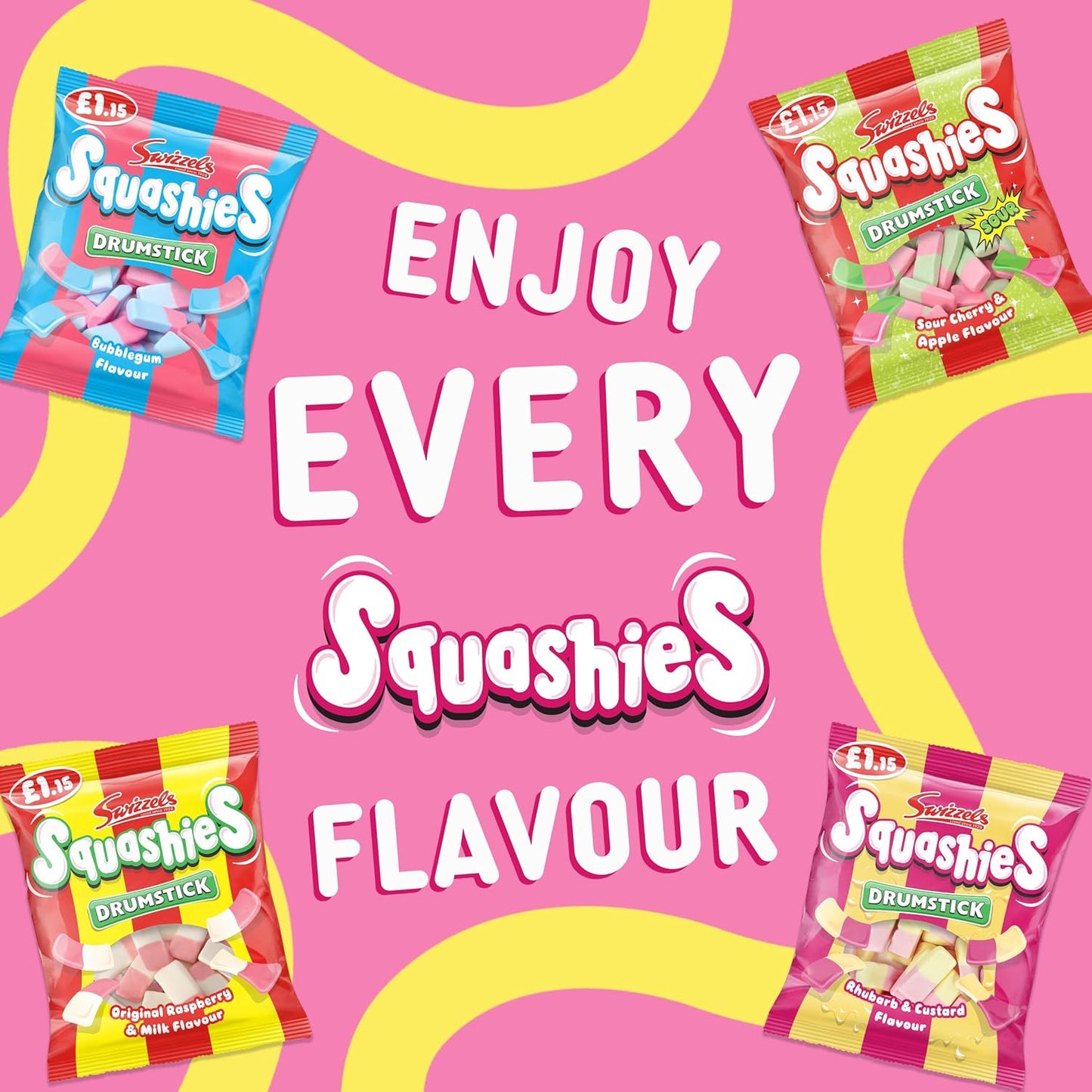 Swizzels Drumstick Squashies Rhubarb & Custard 6 x 140g