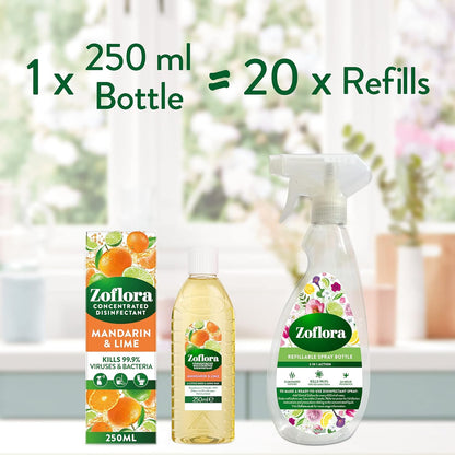 Zoflora Mandarin & Lime Concentrated Multipurpose Disinfectant Liquid | 1 x 250ml