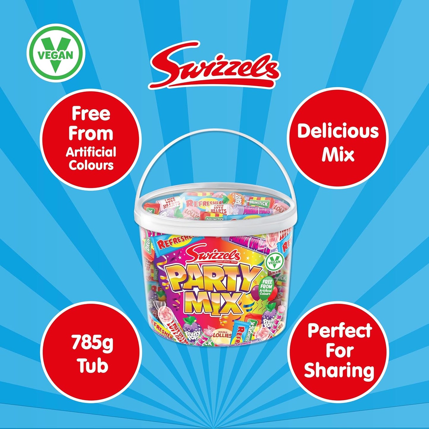 Swizzels Party Treats Large Sweets Tub A Large Assortment of Delicious and Fruity Sweets Lollies Perfect for Parties | 3 Pack Bundle