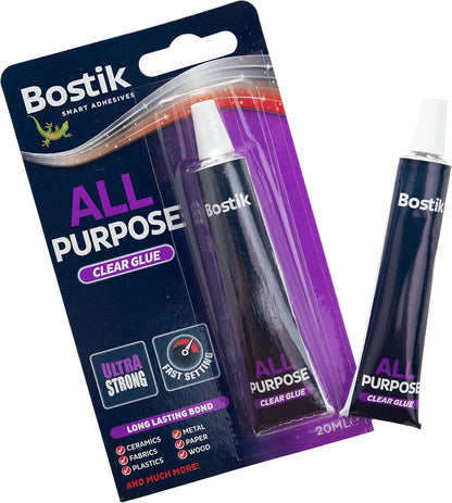 Bostik All Purpose Adhesive, Clear Glue for Minor Household Repairs, 20ml