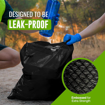 20-Pack Ultimate Embossed Black Drawstring Bin Liner Bin Bag Refuse Sacks Heavy Duty - 80L Capacity