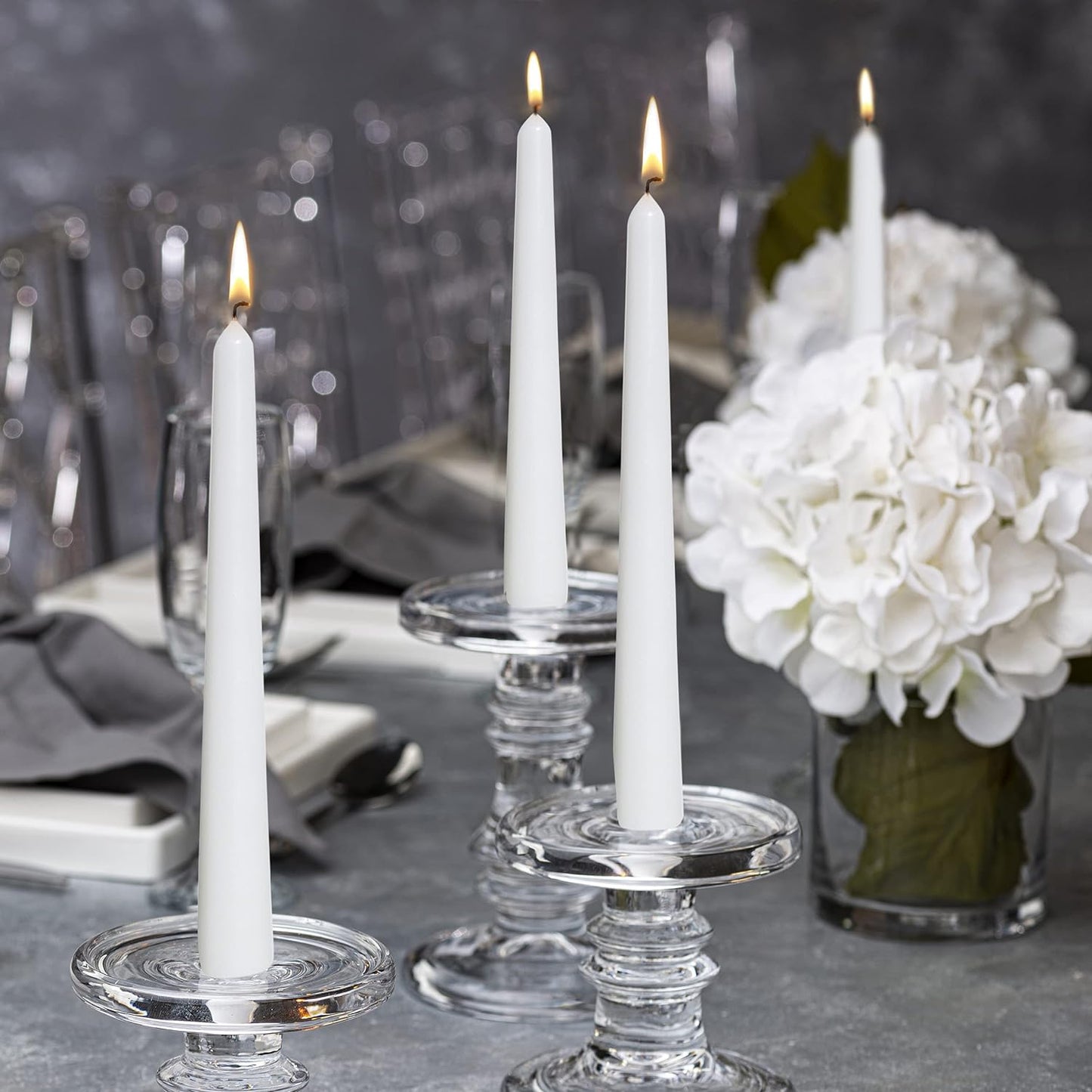 Bolsius Tapered Candles 10 Inch White 7 Hour Burn (Pack of 100)