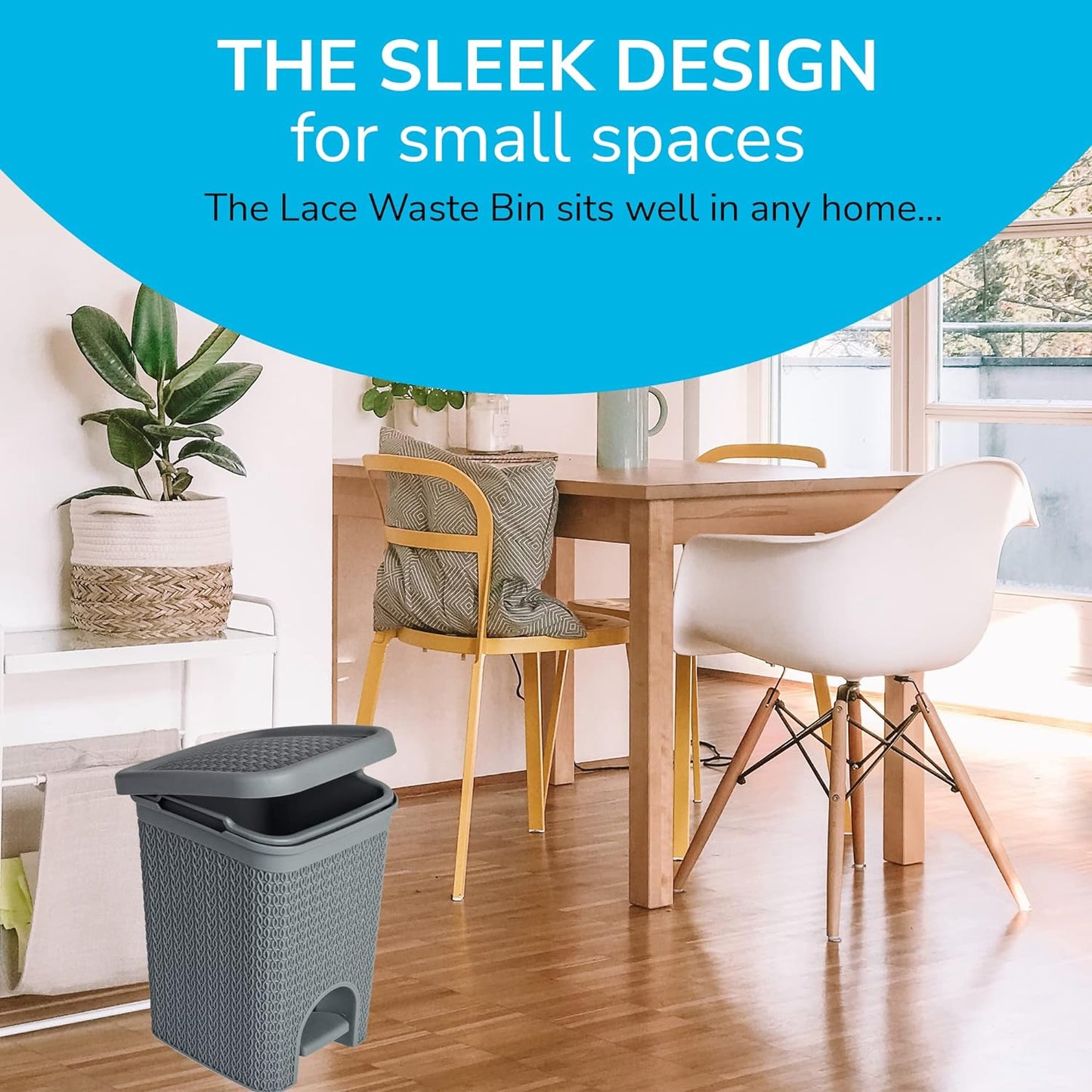 Fixtures Lace Design 5L Pedal Bin Grey