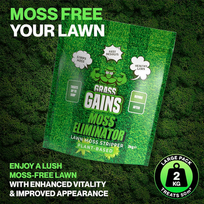 Grass Gains Fast Moss Eliminator | Eco-Friendly Lawn Moss Control 2kg | 2 Pack | 2 x 2kg