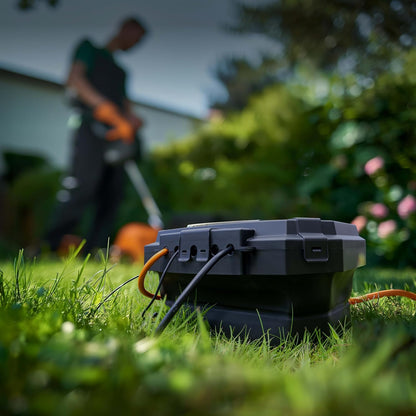 Masterplug Collapsible Electrical Connection Box | Cable Enclosure with 4 Plug Socket 8m Extension Lead | Weatherproof