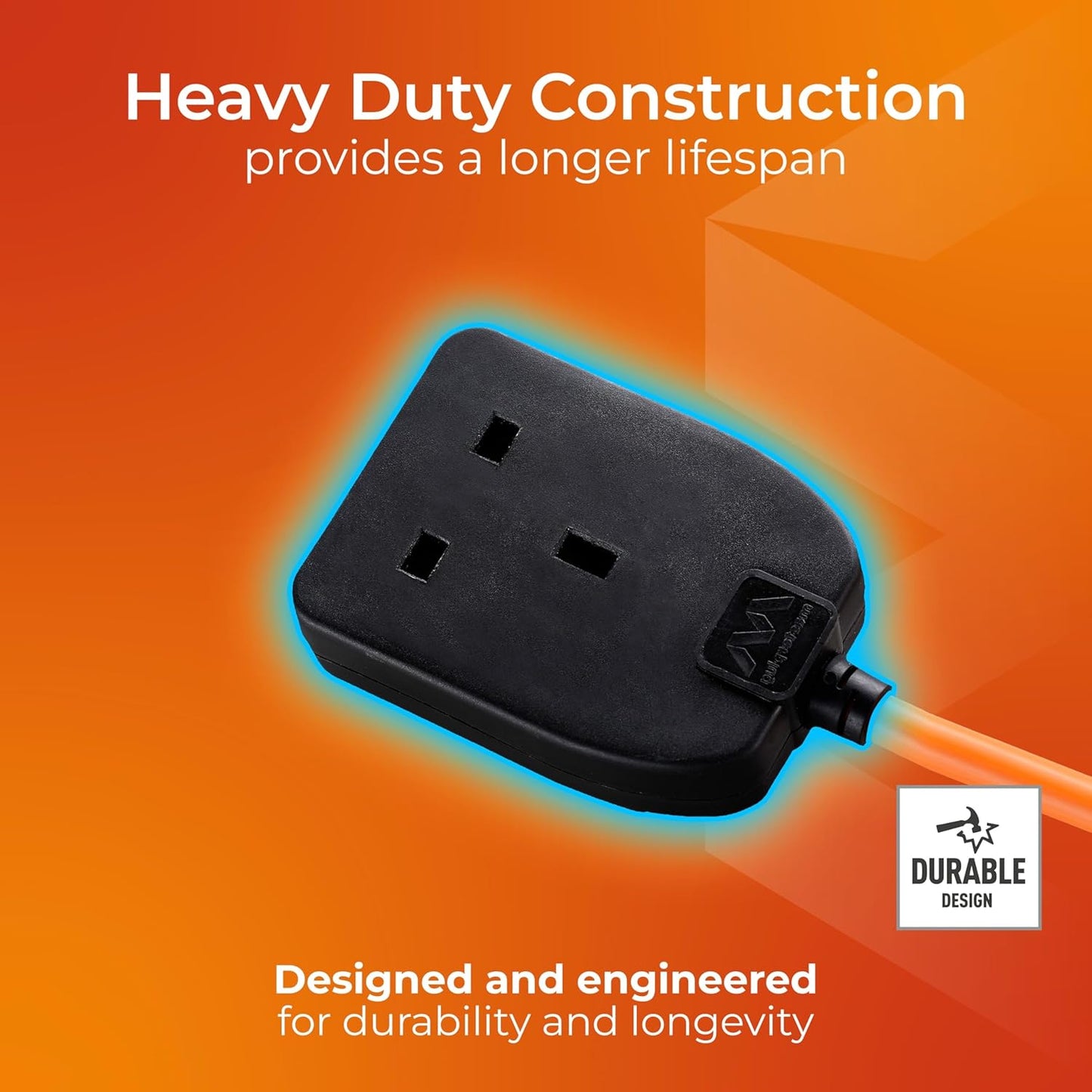 Masterplug Garden/Outdoor Extention Lead | 10 Metre | 1 Gang | Black