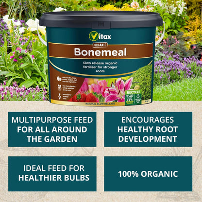 Vitax Bonemeal | Slow Release Organic Fertiliser | 10kg Resealable Tub