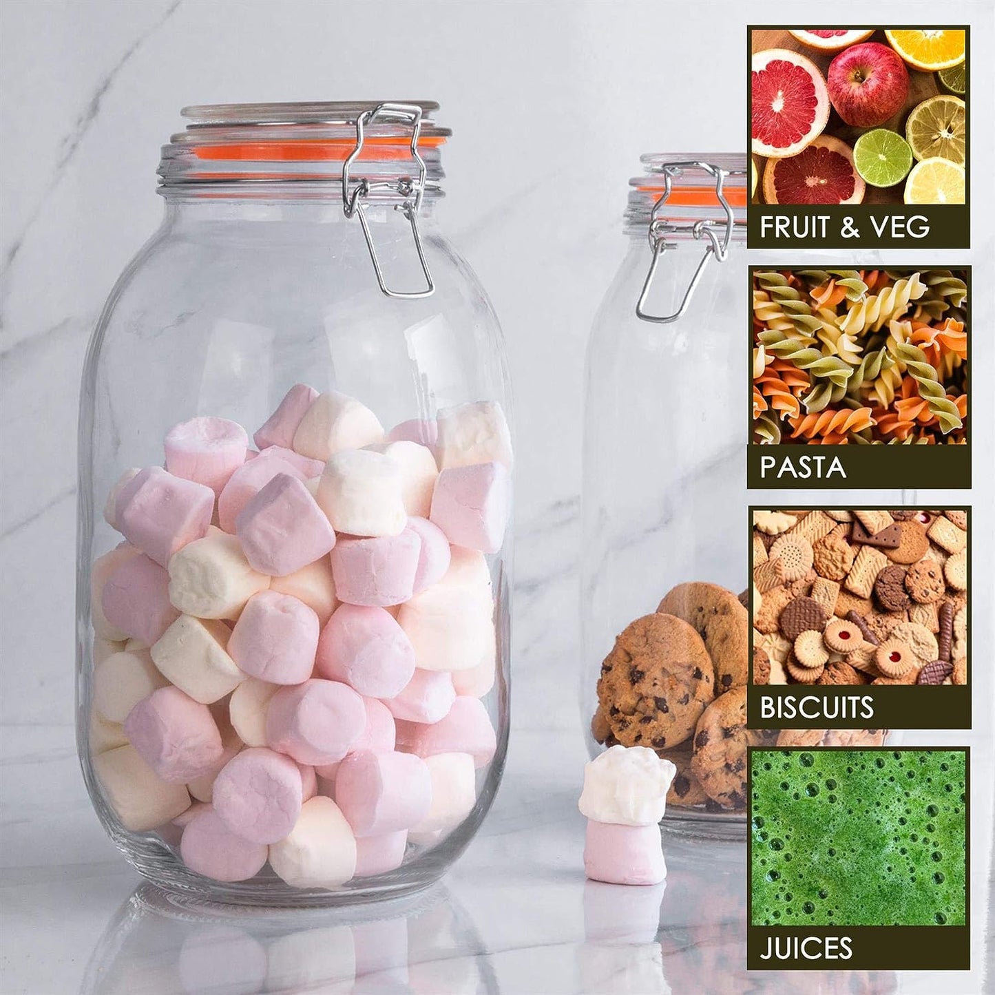 Kilner LARGE Branded 3 Litre Square Glass Clip Top Preservation Storage Jar (0025.494)