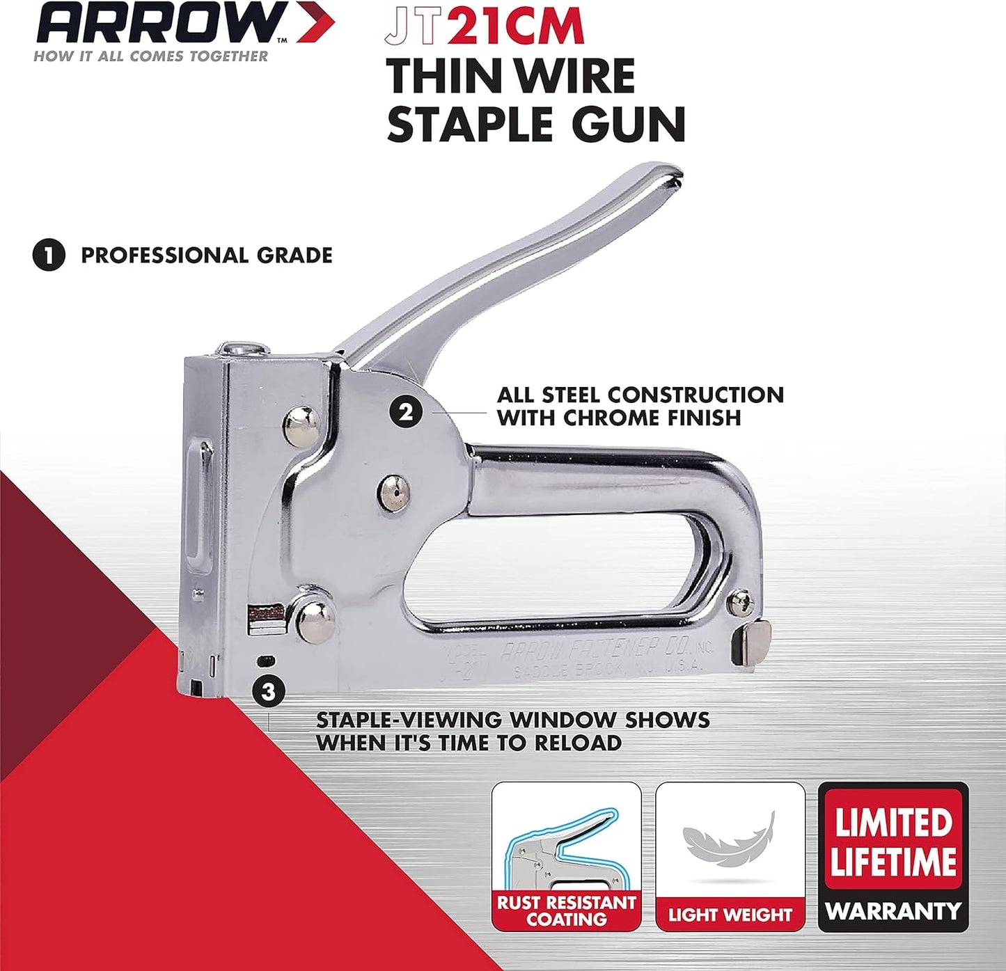Arrow JT21 All Chrome Tacker | Staple Gun