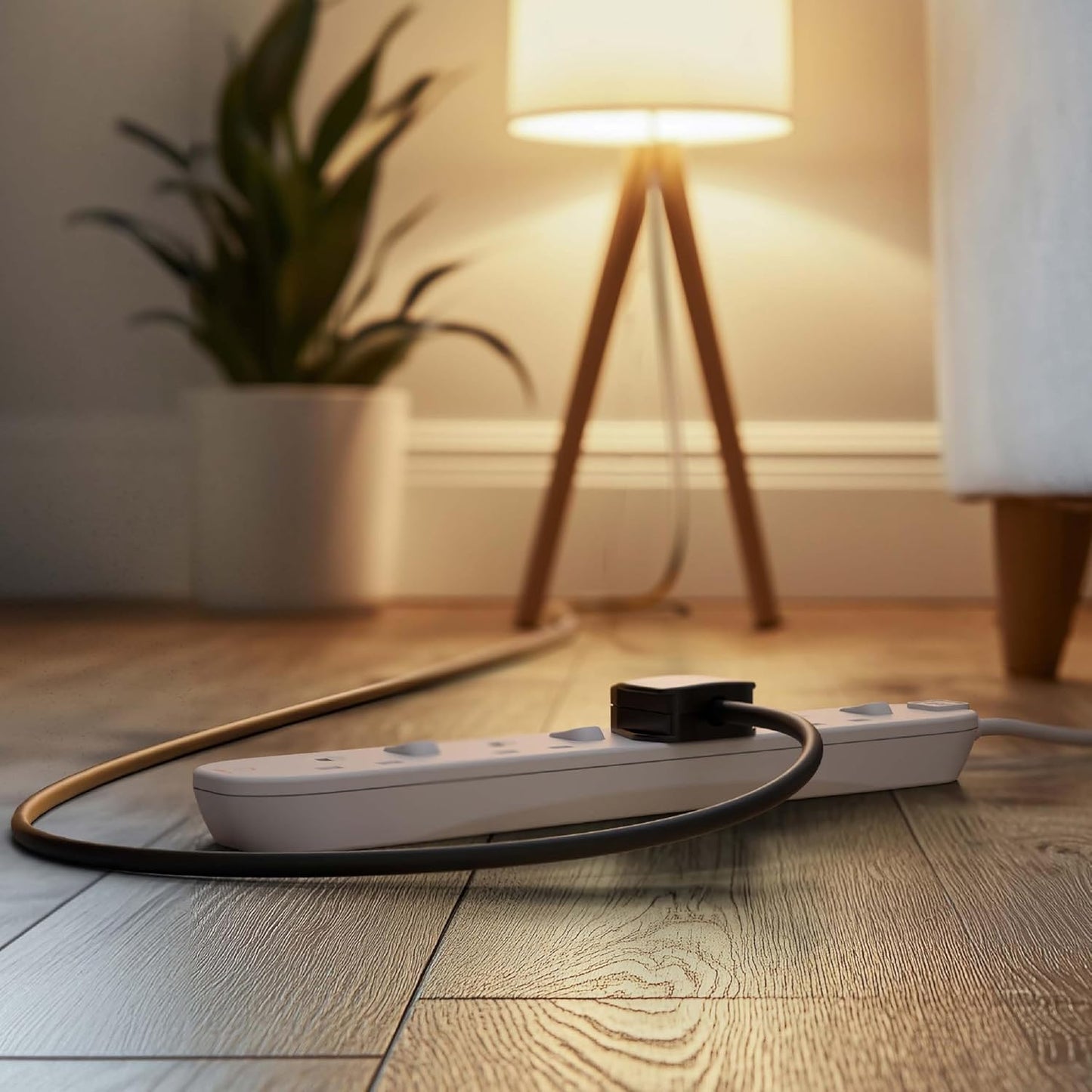 Masterplug Four Socket Extension With Individual Switches, 2 Metres, White