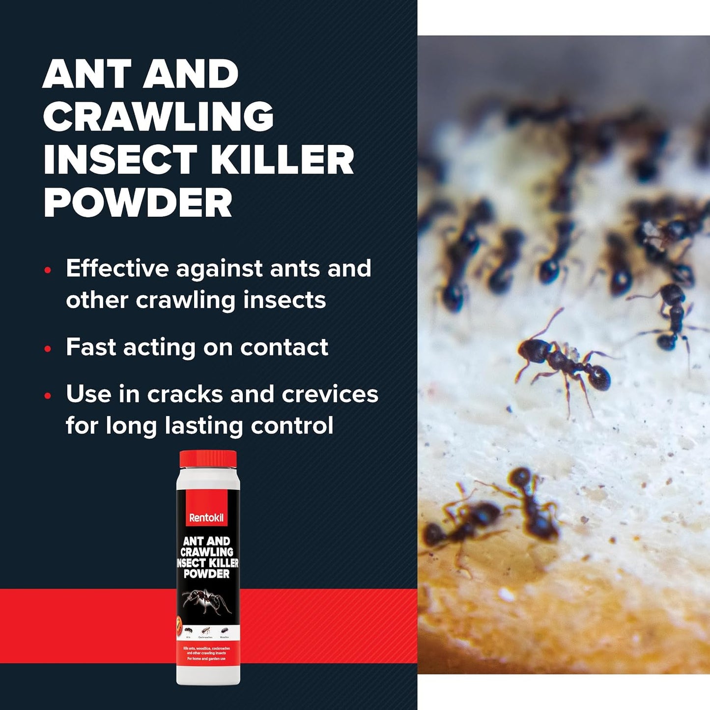 RENTOKIL Ant & Crawling Insect Killer Powder | Fast Acting Ready to Use Ant Killer Powder | 1 x 150g