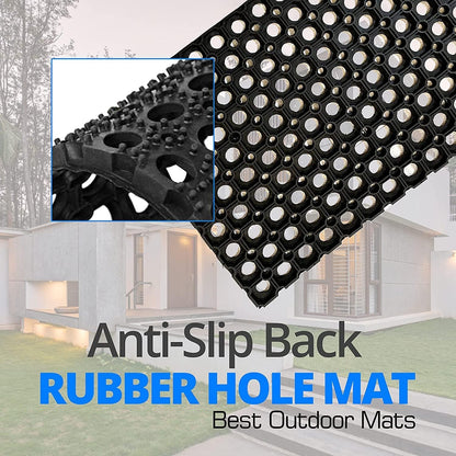Fixtures Honeycomb Door Mat Heavy Duty 100% Rubber Black, 40 x 60 x 1.5 cm