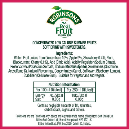 Robinsons No Added Sugar Summer Fruits Squash 1 Litre 206937