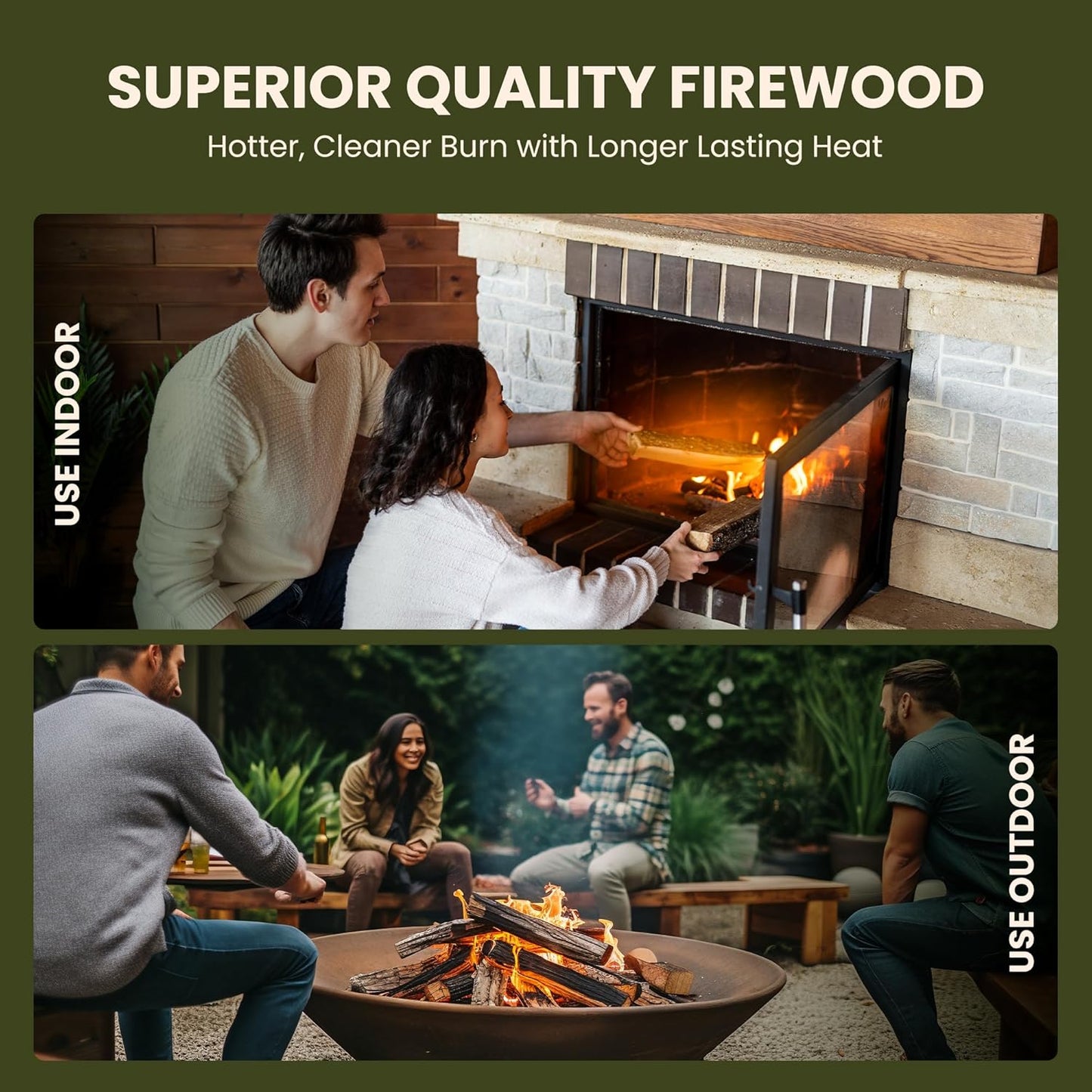 Firewood | Hardwood Kiln Fire Wood | Heat Logs for fire pit and stoves | 40L Bag