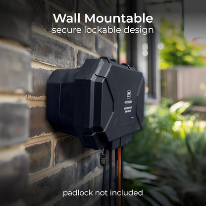 Masterplug Collapsible Electrical Connection Box | Cable Enclosure with 4 Plug Socket 8m Extension Lead | Weatherproof