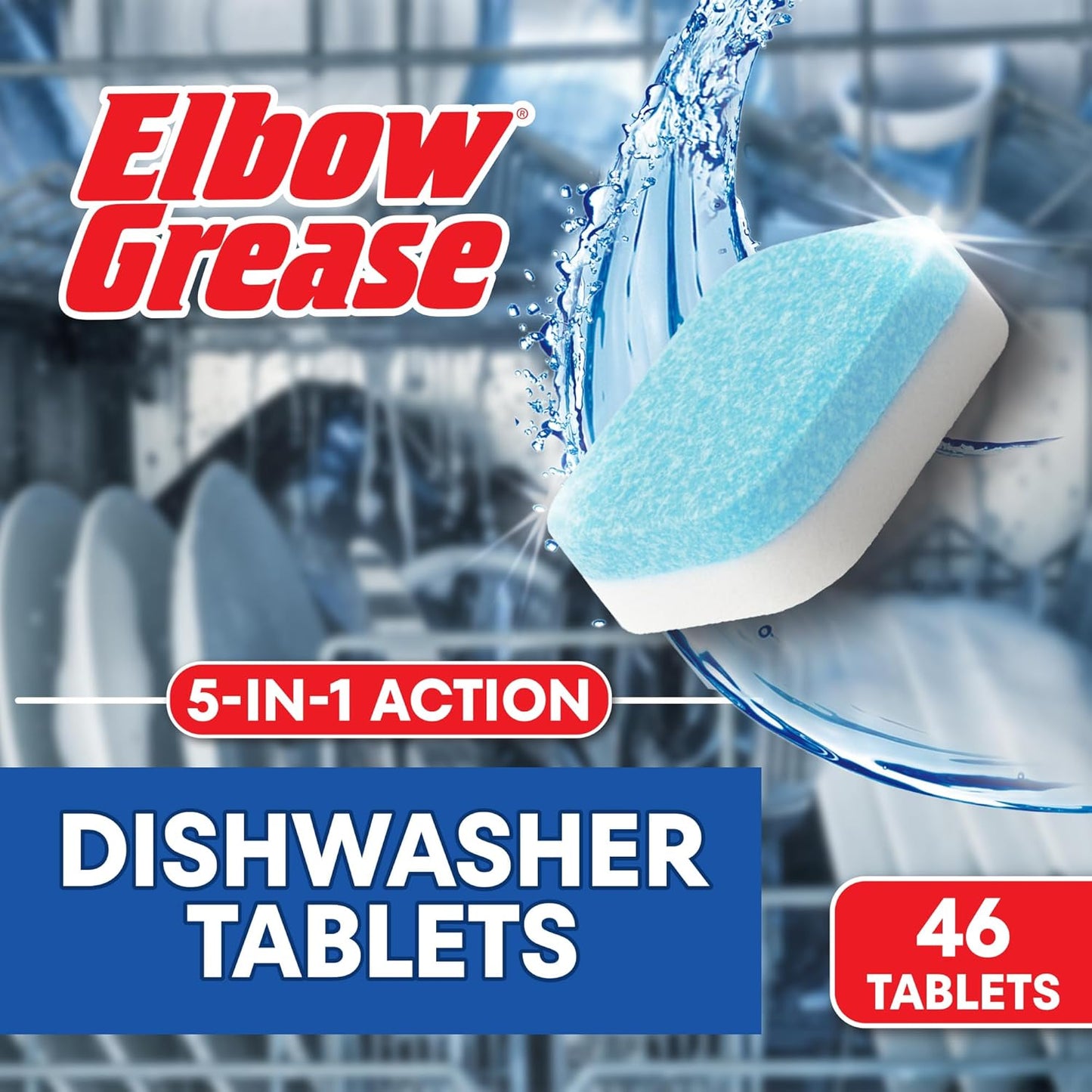 Elbow Grease Dishwasher Tablets | 5 in 1 | Lemon | 1 x 46 Tablets