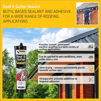 Everbuild - Roof & Gutter Sealant Black Tube