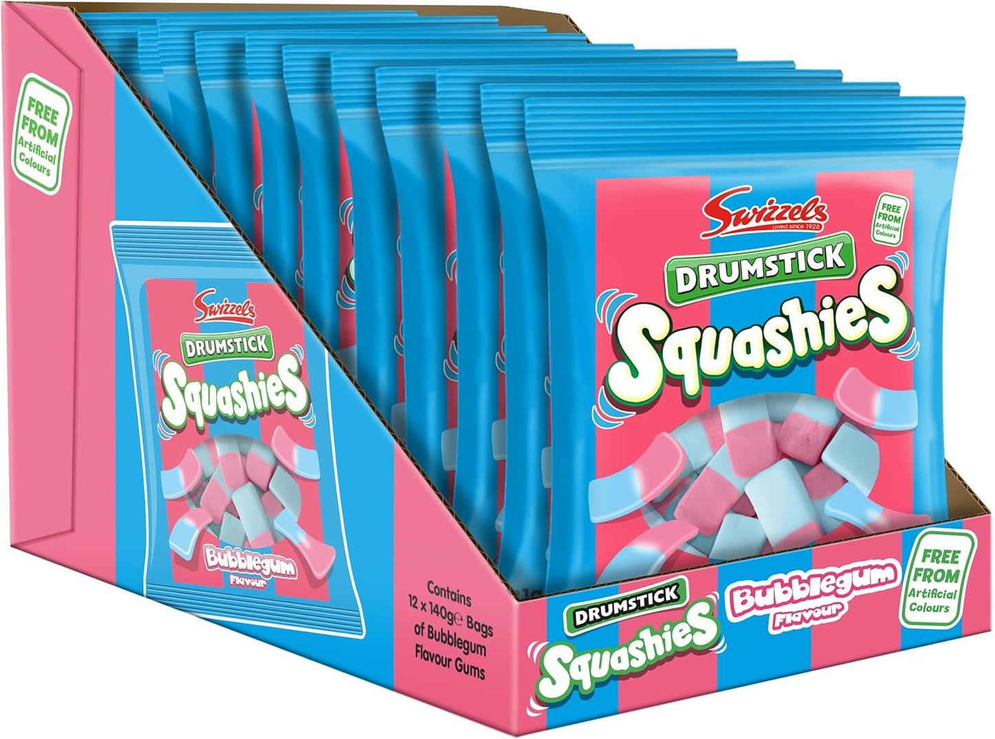 Swizzels Drumstick Squashies Bubblegum 140g| 6 Packet Bundle