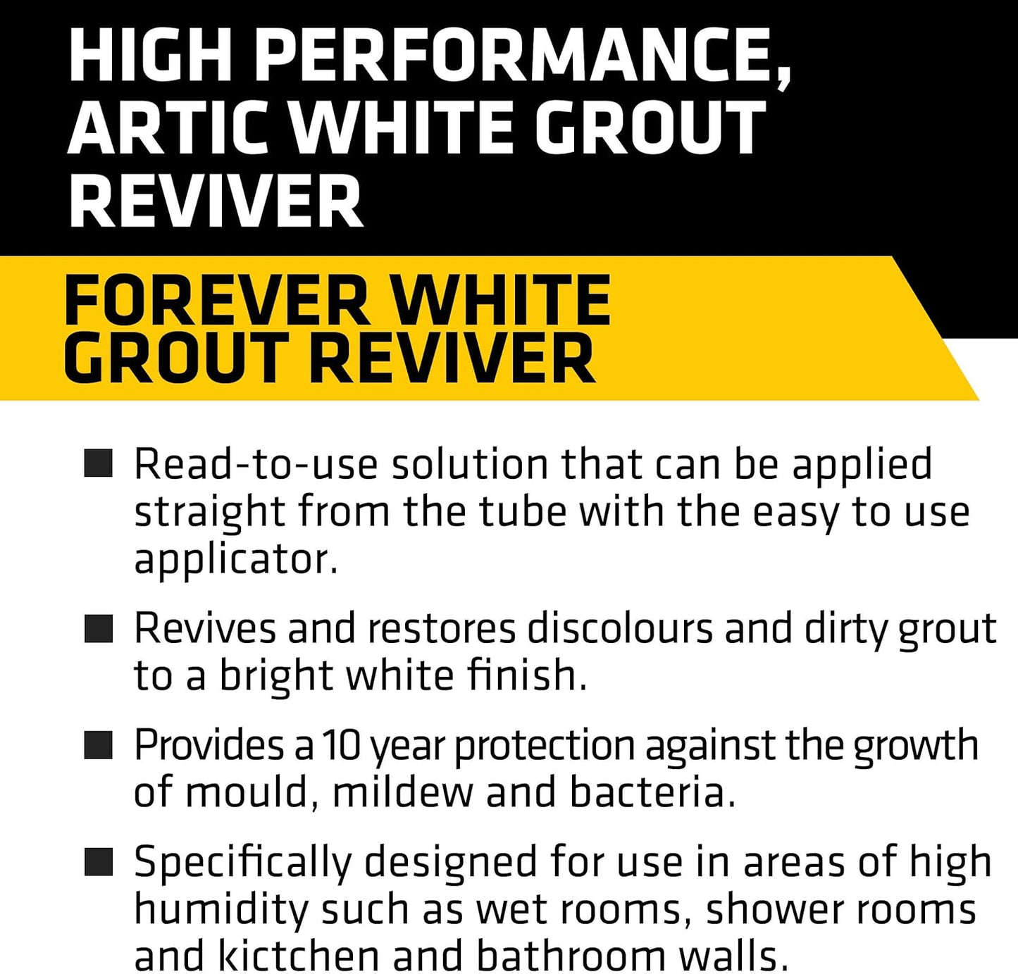 Everbuild Forever White Grout Reviver with Mould Shield, Arctic White, 200 ml