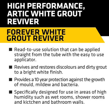Everbuild Forever White Grout Reviver with Mould Shield, Arctic White, 200 ml