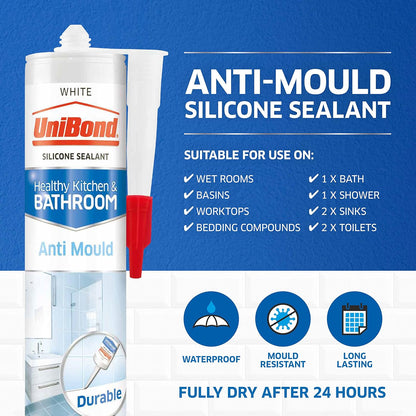 Unibond Anti-Mould Bathroom & Kitchen Sealant Translucent 274g
