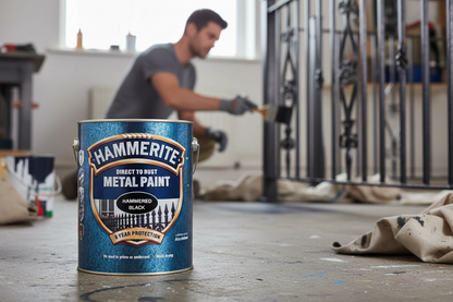 Hammerite Metal Paint | Hammered Black | Direct to Rust | 2.5L Tin