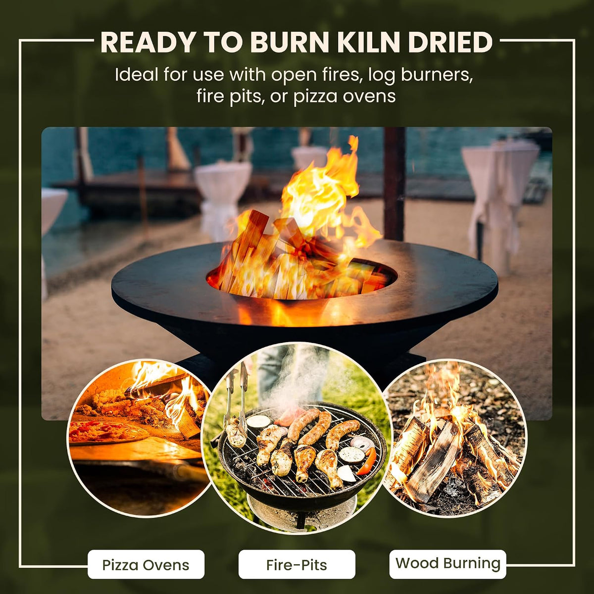 Green Olive Firewood Kindling Firestarting Wood Sticks - 5kg / 27ltr
