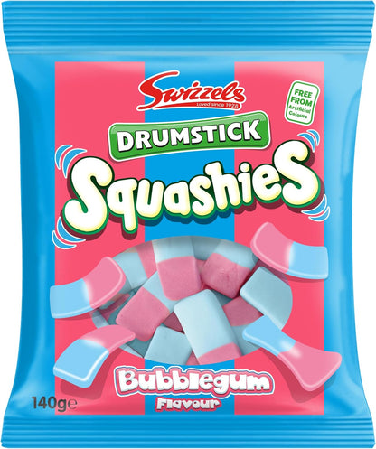 Swizzels Drumstick Squashies Bubblegum 140g| 6 Packet Bundle
