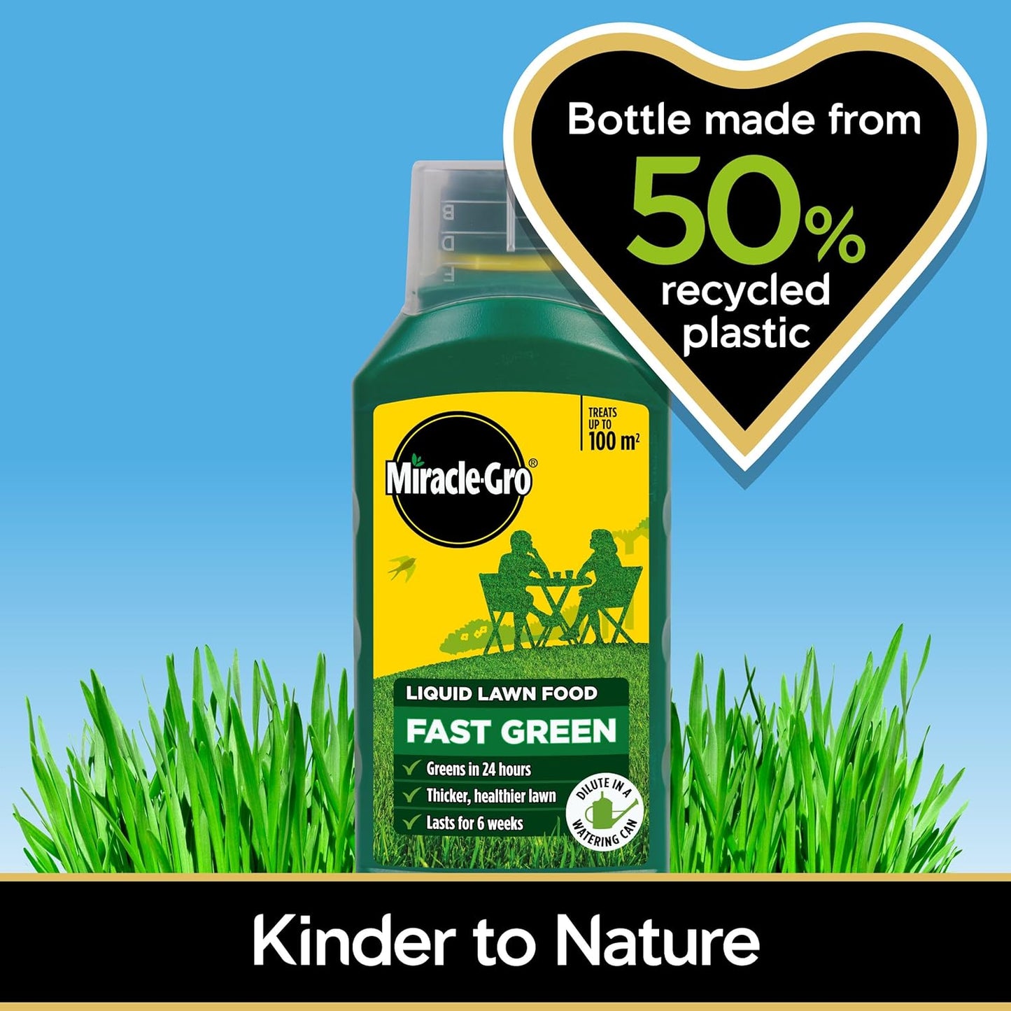 Miracle-Gro Fast Green | Concentrated Formula | 1 Litre | Treats upto 100m2