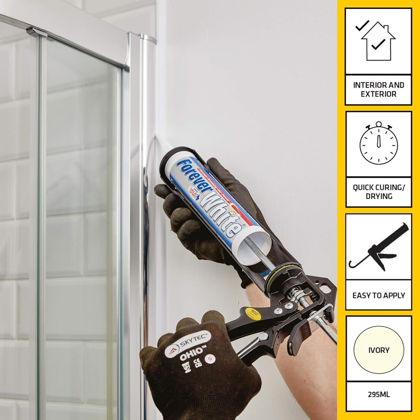 Everbuild Forever Ivory Anti-Mould Silicone Sealant  Ivory | 295ml