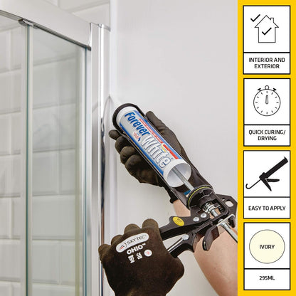 Everbuild Forever Ivory Anti-Mould Silicone Sealant  Ivory | 295ml