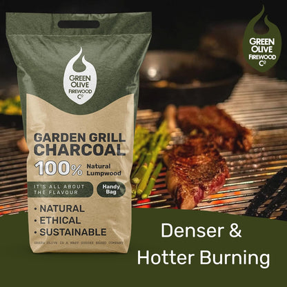 The Green Olive Firewood Garden Grill BBQ Charcoal | Cooking on Charcoal Barbecues |  3kg Bag