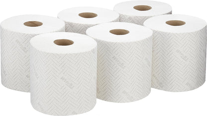 WypAll L20 Cleaning and Maintenance Wiping Paper 7278 - 2 Ply Centrefeed Rolls - 6 Rolls x 400 White Paper Wipers (2,400 Total)